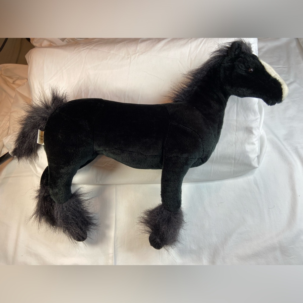 Toys to Grow on Jumbo Plush Black Horse‎  white mark on face 20” Bendable Legs